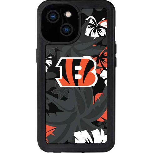 NFL Cincinnati Bengals Tropical Print iPhone 15 Waterproof Case