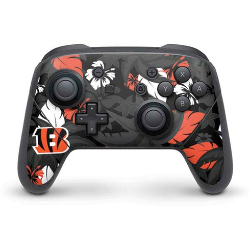 NFL Cincinnati Bengals Tropical Print Nintendo Switch Pro Controller Skin