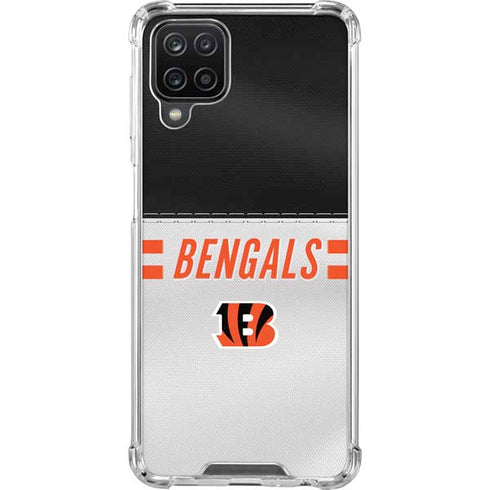 NFL Cincinnati Bengals White Striped Galaxy A12 Clear Case