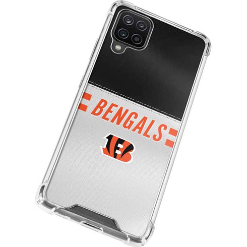 NFL Cincinnati Bengals White Striped Galaxy A12 Clear Case
