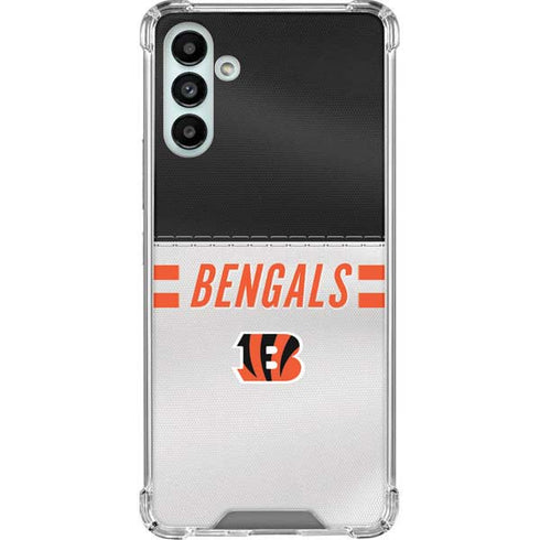 NFL Cincinnati Bengals White Striped Galaxy A13 5G Clear Case