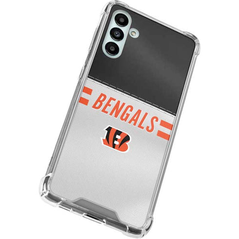 NFL Cincinnati Bengals White Striped Galaxy A13 5G Clear Case