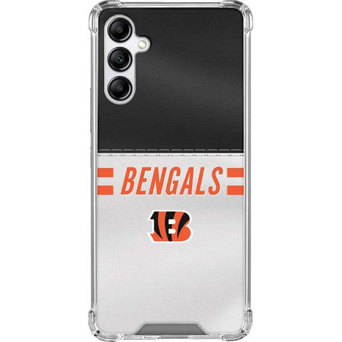NFL Cincinnati Bengals White Striped Galaxy A14 5G Clear Case