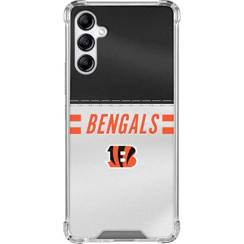 NFL Cincinnati Bengals White Striped Galaxy A15 5G Clear Case