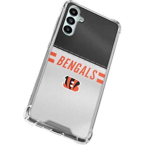 NFL Cincinnati Bengals White Striped Galaxy A15 5G Clear Case