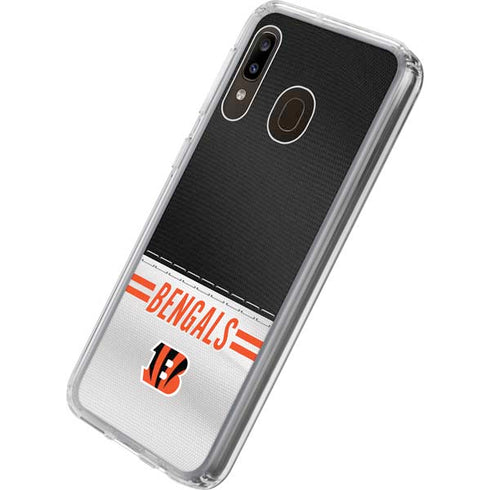 NFL Cincinnati Bengals White Striped Galaxy A20 Clear Case
