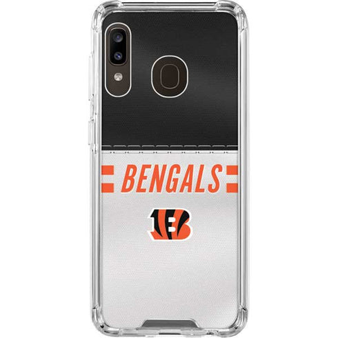 NFL Cincinnati Bengals White Striped Galaxy A30 Clear Case