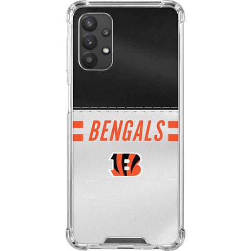 NFL Cincinnati Bengals White Striped Galaxy A32 5G Clear Case