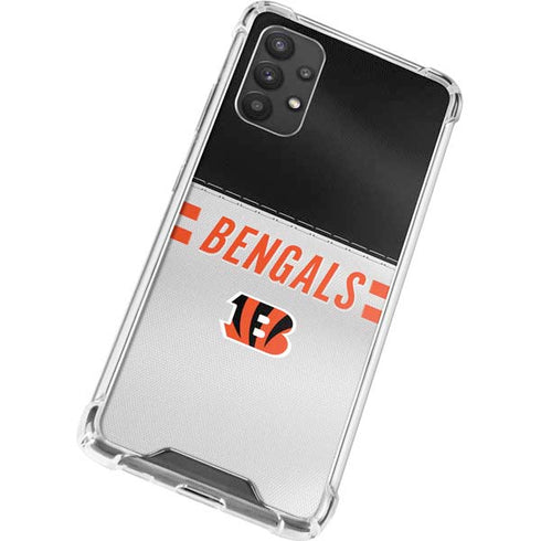 NFL Cincinnati Bengals White Striped Galaxy A32 5G Clear Case