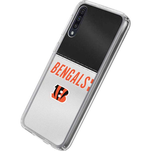 NFL Cincinnati Bengals White Striped Galaxy A50 Clear Case