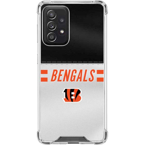 NFL Cincinnati Bengals White Striped Galaxy A52 5G Clear Case