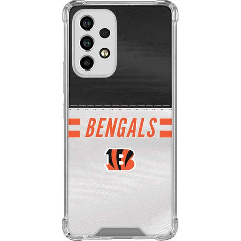 NFL Cincinnati Bengals White Striped Galaxy A53 5G Clear Case