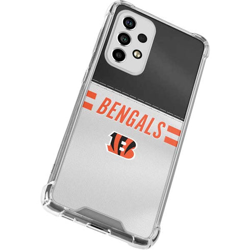 NFL Cincinnati Bengals White Striped Galaxy A53 5G Clear Case