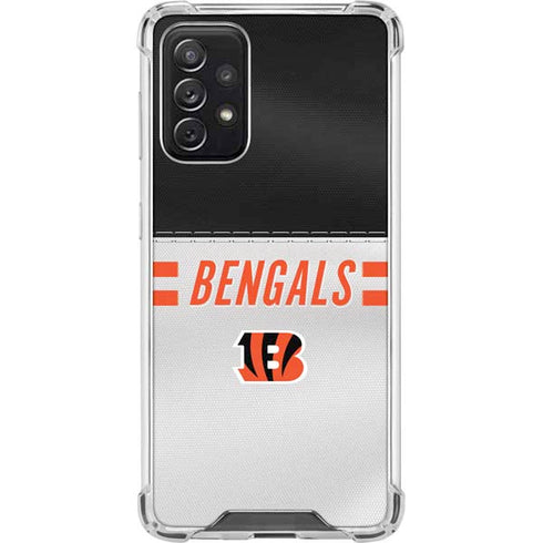 NFL Cincinnati Bengals White Striped Galaxy A72 5G Clear Case