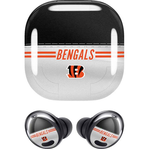 NFL Cincinnati Bengals White Striped Galaxy Buds Pro Skin