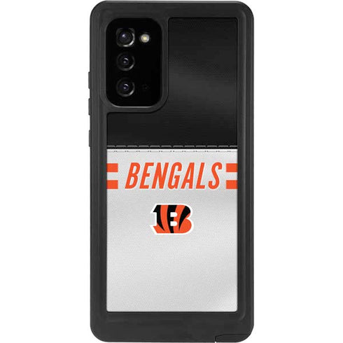 NFL Cincinnati Bengals White Striped Galaxy Note20 5G Waterproof Case