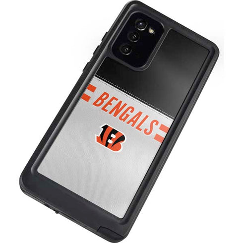 NFL Cincinnati Bengals White Striped Galaxy Note20 5G Waterproof Case