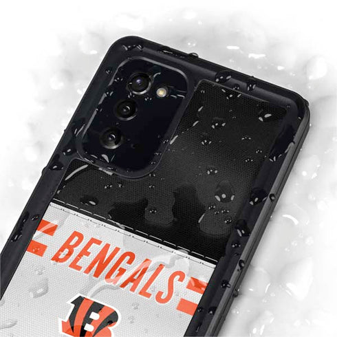NFL Cincinnati Bengals White Striped Galaxy Note20 5G Waterproof Case