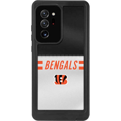 NFL Cincinnati Bengals White Striped Galaxy Note20 Ultra 5G Waterproof Case