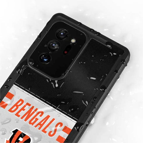 NFL Cincinnati Bengals White Striped Galaxy Note20 Ultra 5G Waterproof Case