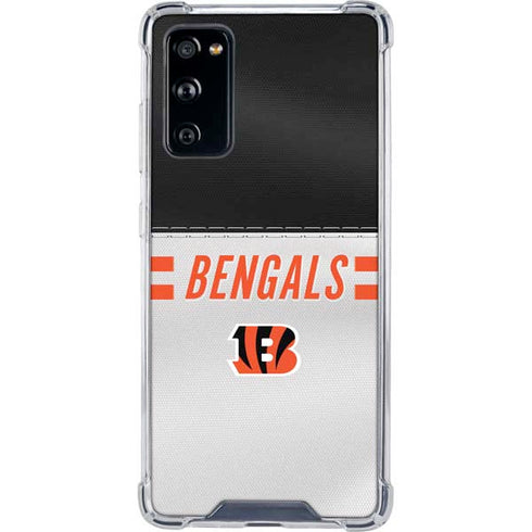 NFL Cincinnati Bengals White Striped Galaxy S20 FE Clear Case