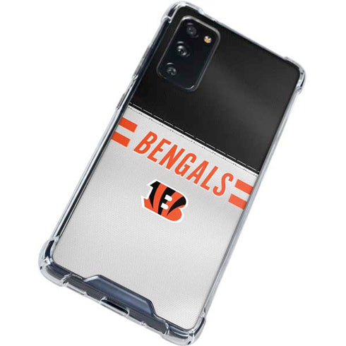 NFL Cincinnati Bengals White Striped Galaxy S20 FE Clear Case