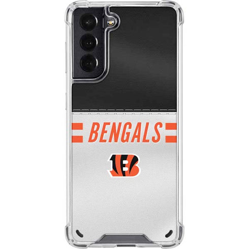 NFL Cincinnati Bengals White Striped Galaxy S21 5G Clear Case