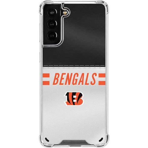 NFL Cincinnati Bengals White Striped Galaxy S21 Plus 5G Clear Case