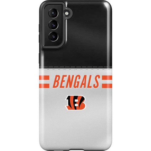NFL Cincinnati Bengals White Striped Galaxy S21 Plus 5G Pro Case