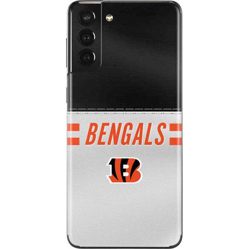 NFL Cincinnati Bengals White Striped Galaxy S21 Plus 5G Skin