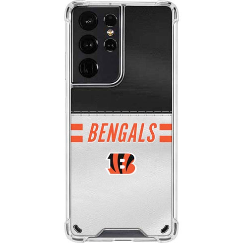 NFL Cincinnati Bengals White Striped Galaxy S21 Ultra 5G Clear Case