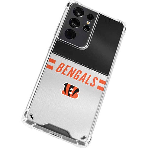 NFL Cincinnati Bengals White Striped Galaxy S21 Ultra 5G Clear Case