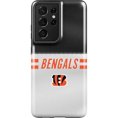 NFL Cincinnati Bengals White Striped Galaxy S21 Ultra 5G Pro Case