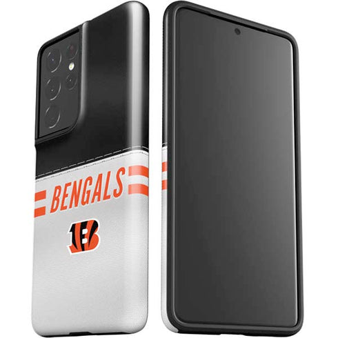 NFL Cincinnati Bengals White Striped Galaxy S21 Ultra 5G Pro Case
