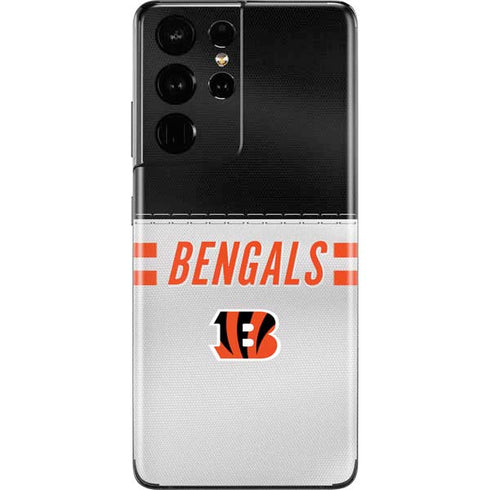 NFL Cincinnati Bengals White Striped Galaxy S21 Ultra 5G Skin
