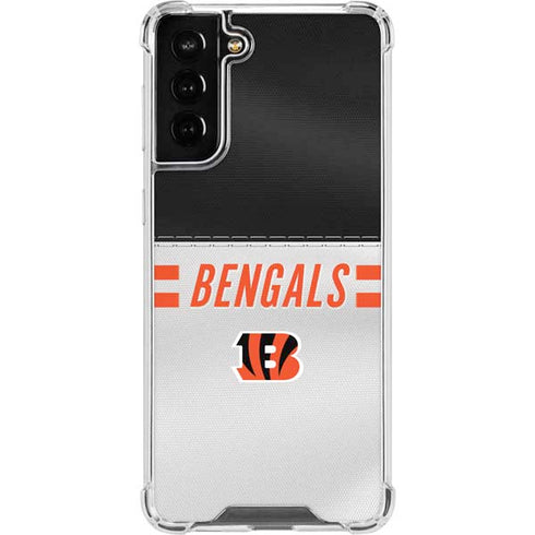 NFL Cincinnati Bengals White Striped Galaxy S22 Plus Clear Case