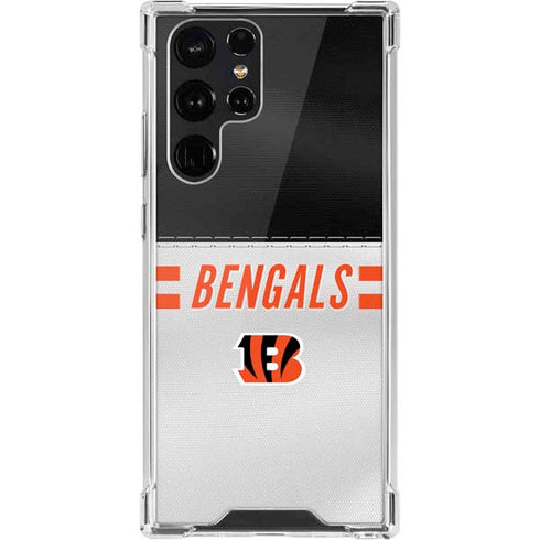 NFL Cincinnati Bengals White Striped Galaxy S22 Ultra Clear Case