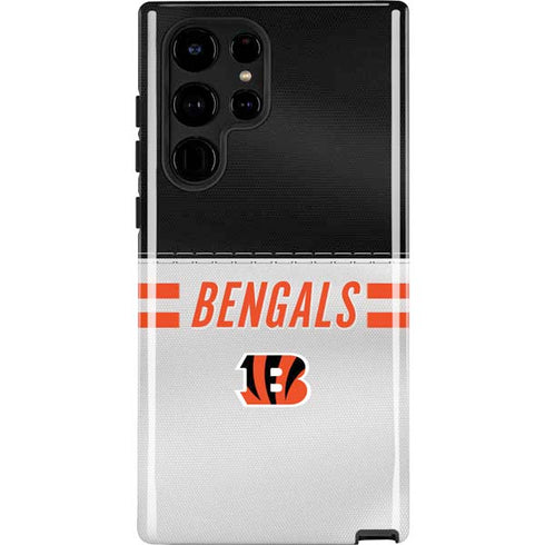 NFL Cincinnati Bengals White Striped Galaxy S22 Ultra Pro Case