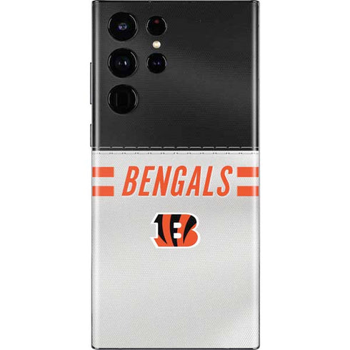 NFL Cincinnati Bengals White Striped Galaxy S22 Ultra Skin
