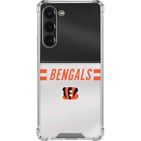 NFL Cincinnati Bengals White Striped Galaxy S23 Plus Clear Case