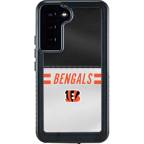 NFL Cincinnati Bengals White Striped Galaxy S23 Plus Waterproof Case