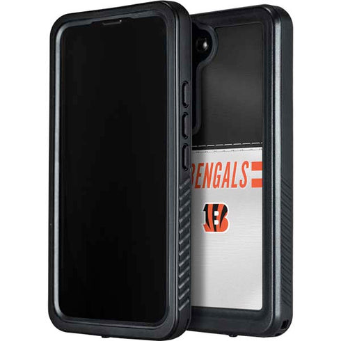 NFL Cincinnati Bengals White Striped Galaxy S23 Plus Waterproof Case