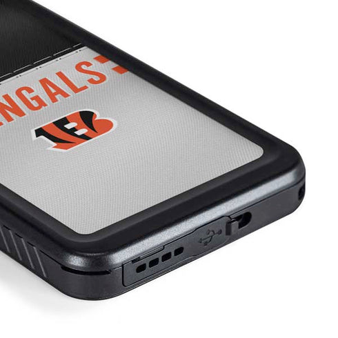 NFL Cincinnati Bengals White Striped Galaxy S23 Plus Waterproof Case