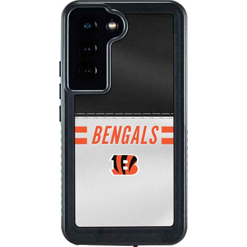 NFL Cincinnati Bengals White Striped Galaxy S23 Waterproof Case