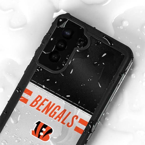 NFL Cincinnati Bengals White Striped Galaxy S23 Waterproof Case