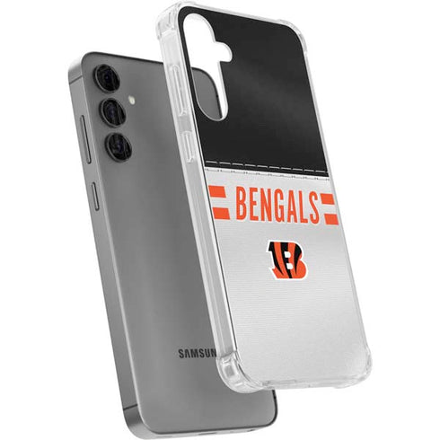 NFL Cincinnati Bengals White Striped Galaxy S24 Plus Clear Case