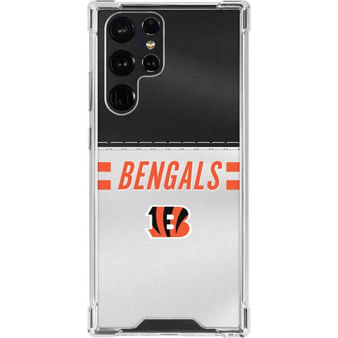 NFL Cincinnati Bengals White Striped Galaxy S24 Ultra Clear Case
