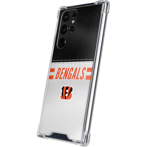 NFL Cincinnati Bengals White Striped Galaxy S24 Ultra Clear Case