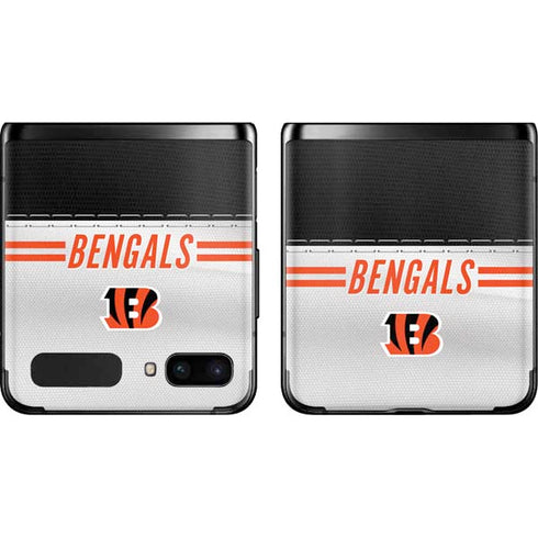 NFL Cincinnati Bengals White Striped Galaxy Z Flip Skin