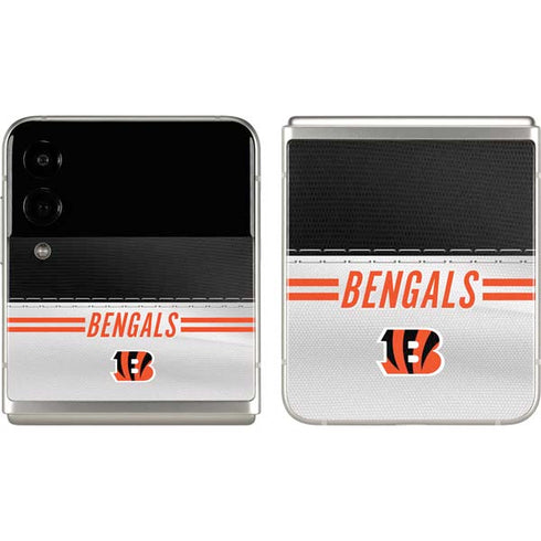 NFL Cincinnati Bengals White Striped Galaxy Z Flip3 5G Skin